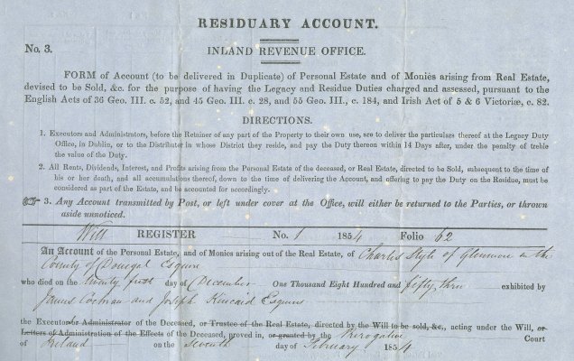 Front page of Residuary Account