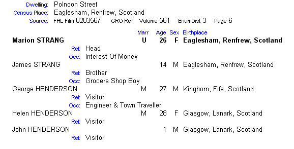 1881 Census for George Henderson